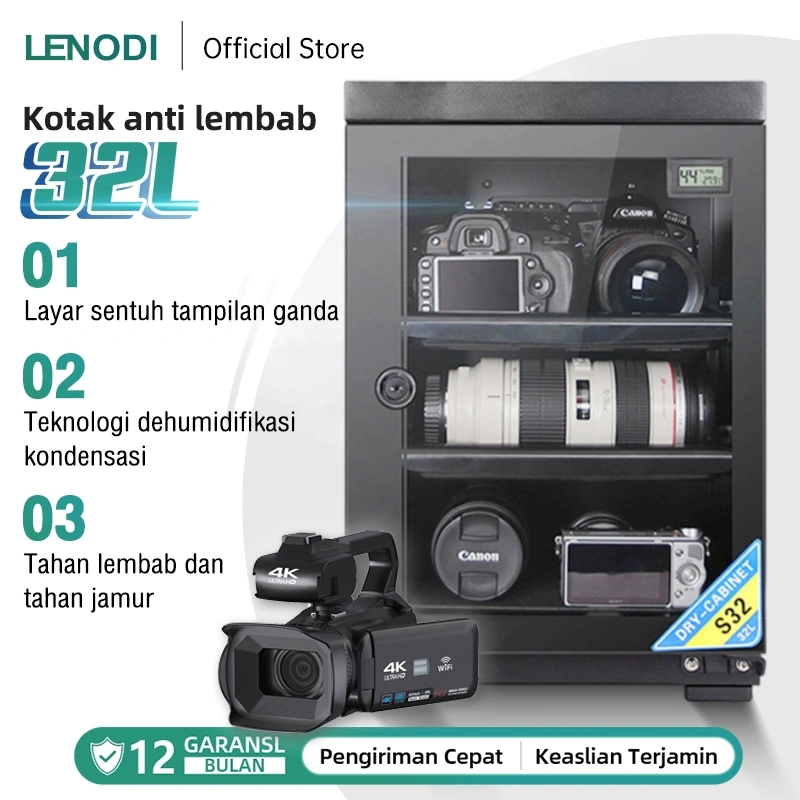 LENODI 32L Kotak Elektronik Tahan Lembab Kotak Pengering Kamera Slr Peralatan Fotografi Lensa Dehumidifikasi Kabinet Tahan Lembab Kartu Penyerap Kelembapan Kapasitas Besar