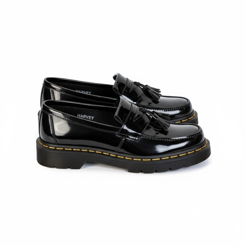 HARVEY - Sepatu Docmart Penny Loafers Oxford glosy Hitam Pria