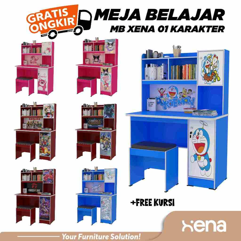 Xena Meja Belajar Anak / Meja Kerja / Working Desk / Rak Buku / MB Xena 01 Karakter