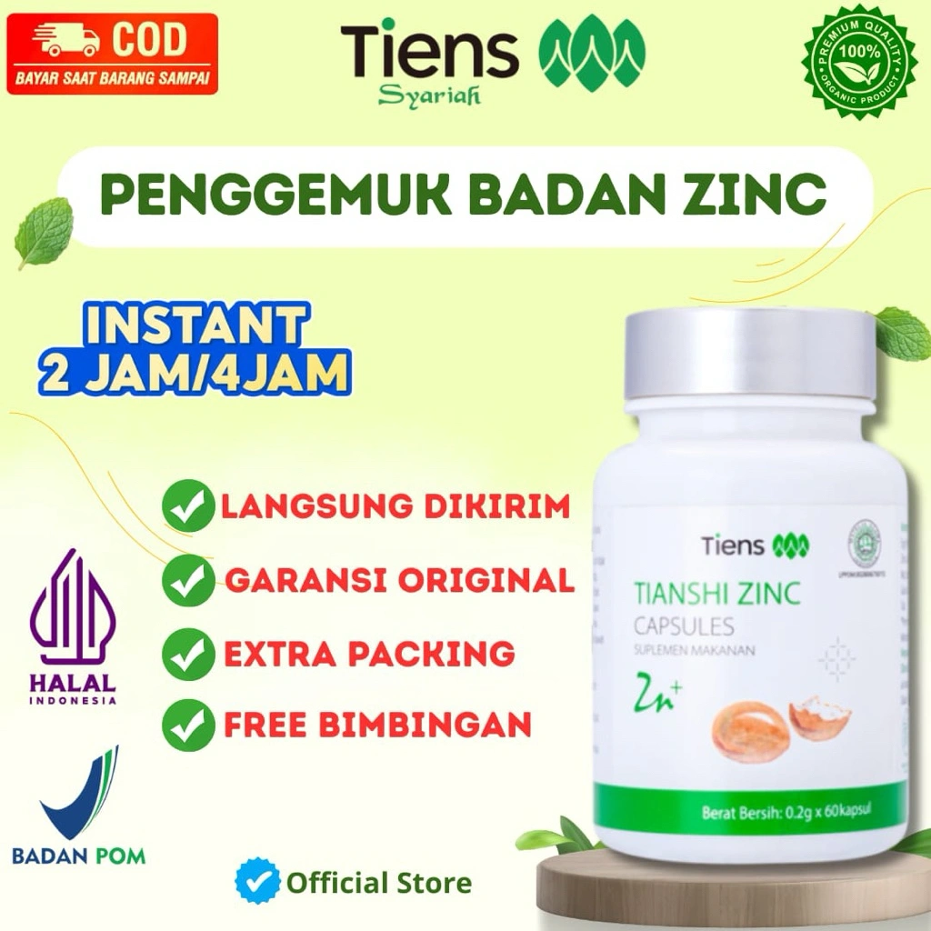 Zinc Tiens Original Vitamin Penggemuk Badan Anak Dewasa Penambah Nafsu Makan Ampuh Original Official