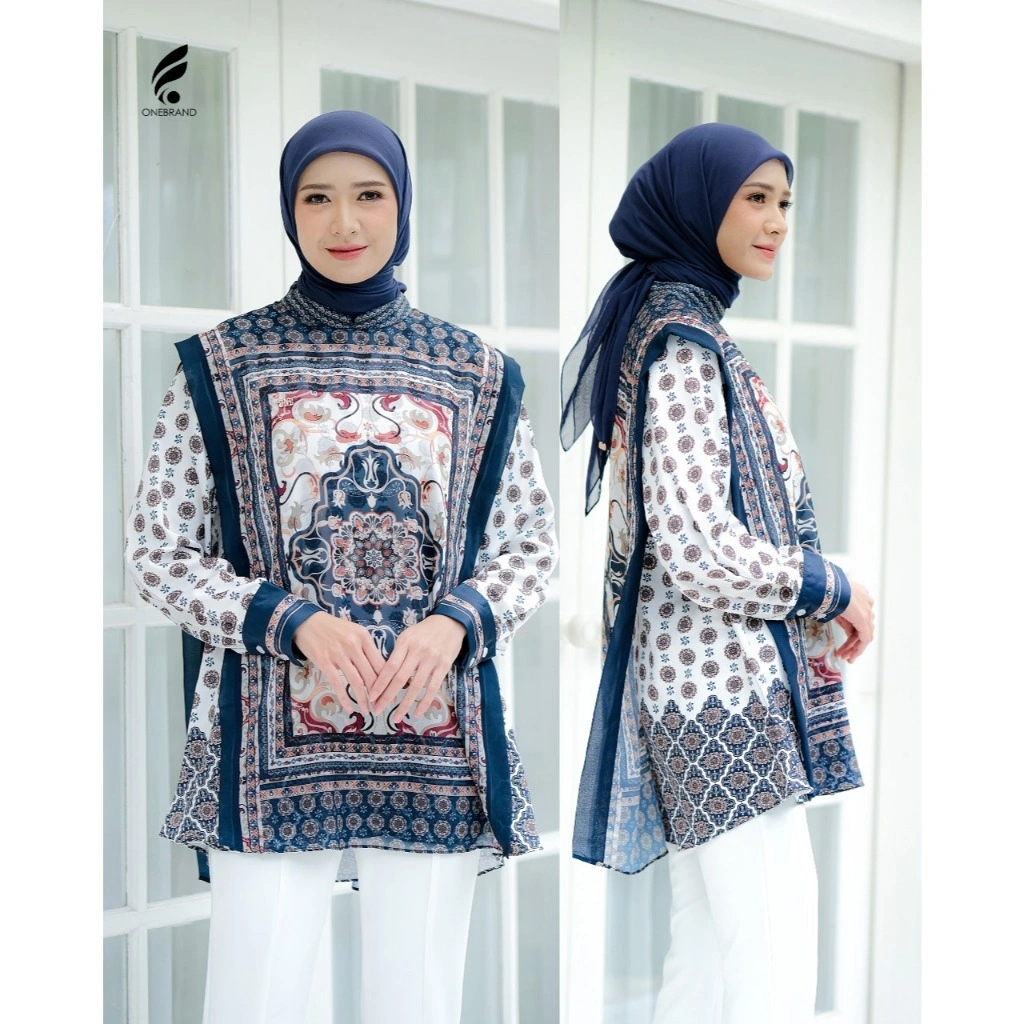 ONEBRAND Hijab CLARA SALLY Vest ayesha soft babydoll | Kemeja Vest Wanita motif Lengan panjang
