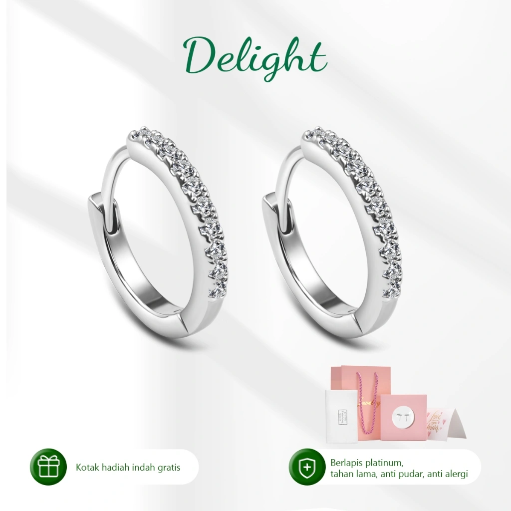 Delight Anting Bulat Zirkonia Berkualitas Tinggi Wanita Sederhana dan bergaya Gaya  Earrings