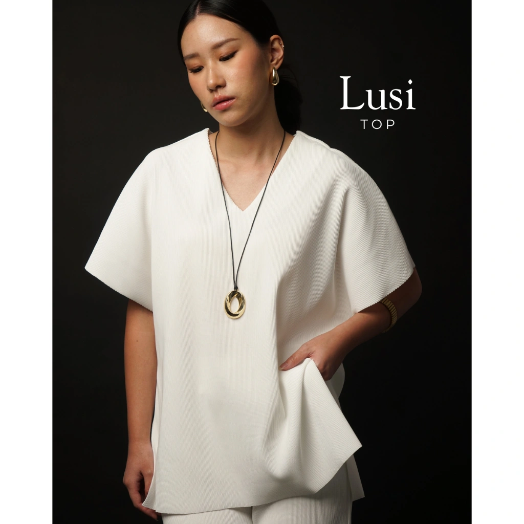 KANNEE - LUSI BASIC TOP | MINIPLEATS BAJU ATASAN DAILY WANITA LENGAN PENDEK KERJA KANTOR CASUAL