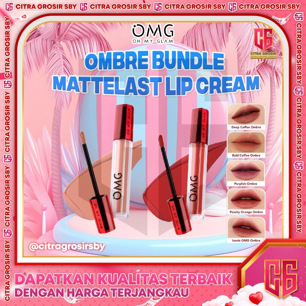 OMG OH MY GLAM Paket Ombre Mattelast Lip Cream || Coffee Edition || Socialite || Tahan Lama & Ringan