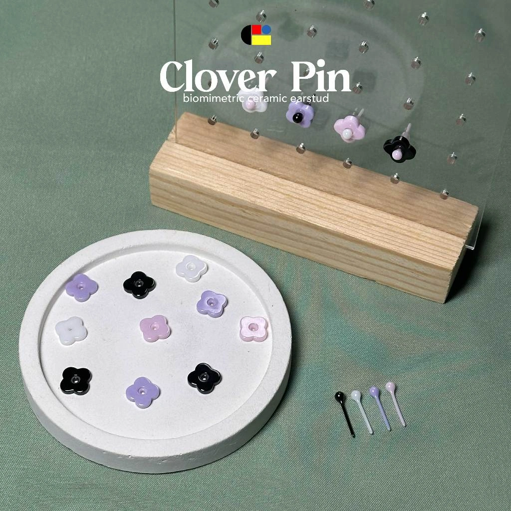 Clover Pin Ring Tindik Anting Anti Alergi Keramik Biomimetic Ring Hoop Ceramic Lingkar Earring Earstud Anti Infeksi