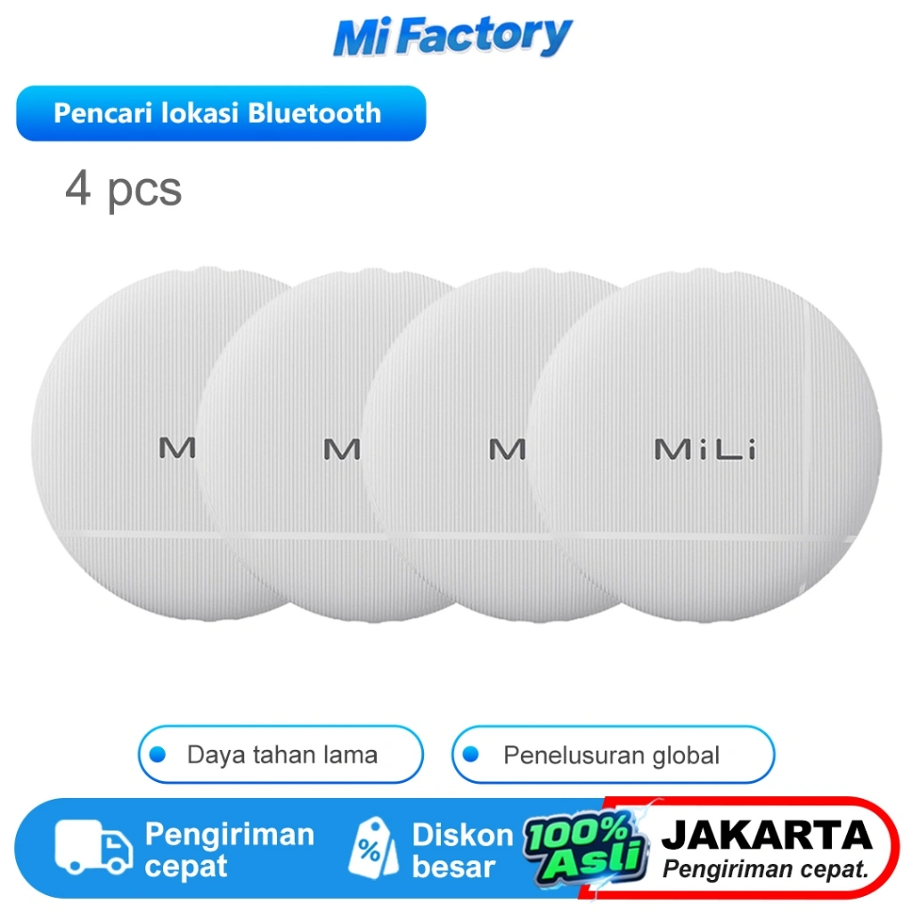 MiLi LiTag Mini Smart Tag (4 pcs) - Pelacak Bluetooth Kompatibel 100% dengan Find My iPhone, Pencari Kunci & Tas untuk iOS