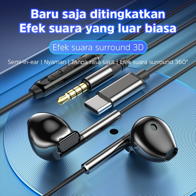 [HOT]BASIKE Headset Kabel Type C 3.5mm Gaming Full Bass 100% Ori running for iPhone Samsung Xiaomi