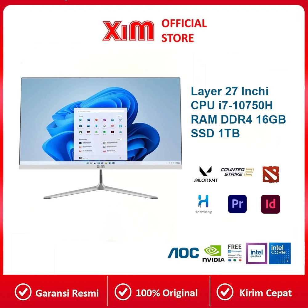 Xim PC Komputer Full PC All-in-One Baru Intel Core i5-3320 i7-10850H I7Terbaru HD Super Tipis Untuk Rumah, Belajar, Kantor, Gaming dan Hiburan - 19/22/24/27 Inch Curve Gratis Keyboard dan Mouse! . Kemasan karton dan busa Rak Kayu Inklusif.Garansi 1 Tahun