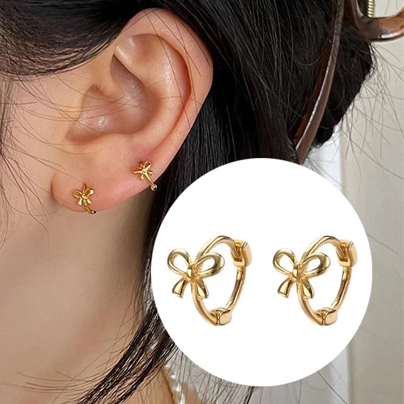 Korea Fashion Aksesoris Jewelry Anting Kupu-Kupu Titanium Anting Hoop Anting Wanita Korea Anti Karat Dan Anti Luntur WL