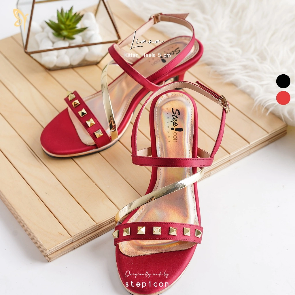 STEPICON ( Liana ) Sandal Wanita Sling Back / Tali Belakang Kitten Heels / Hak Lancip 5 cm
