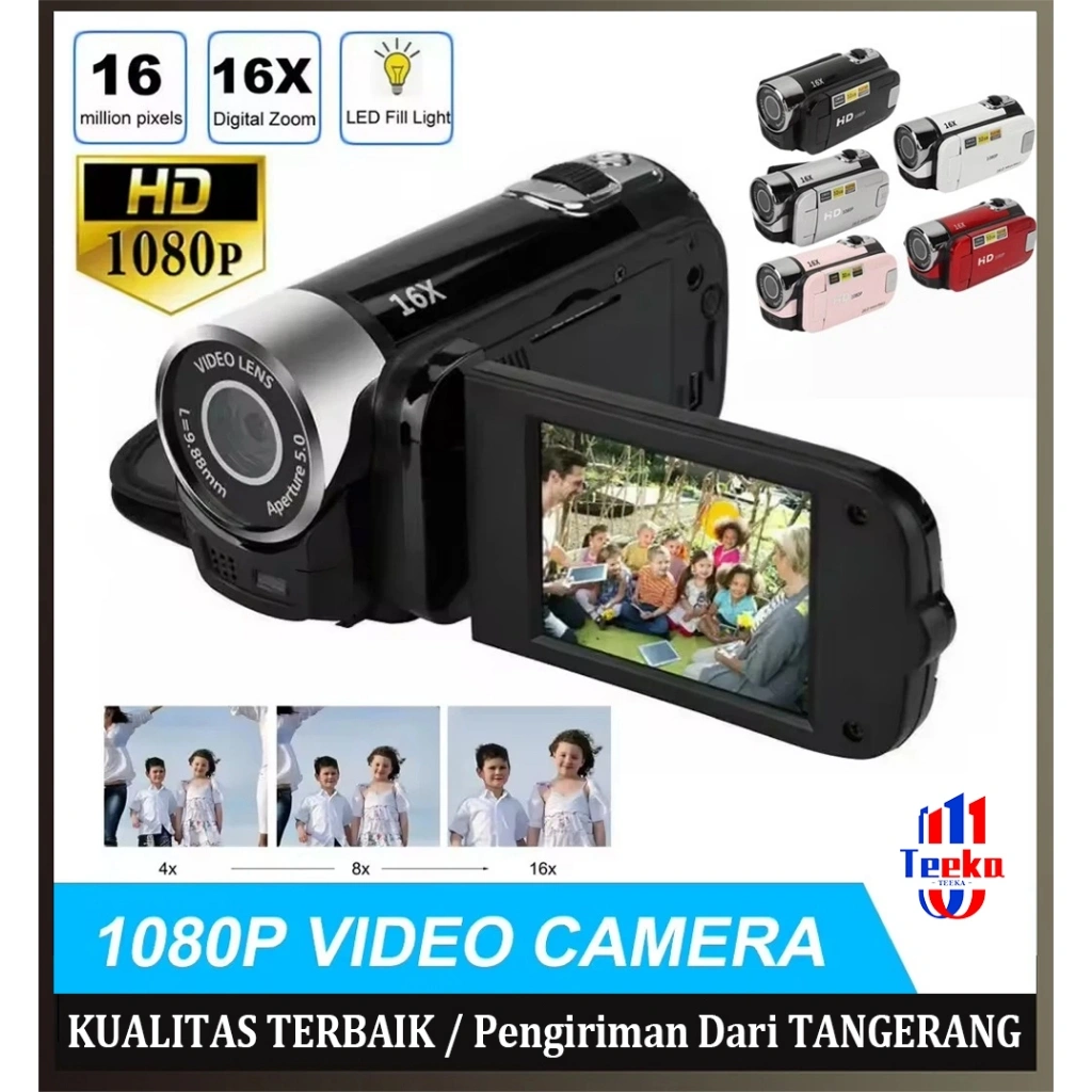 TEEKA D90 1080P Camcorder Video 16MP Handycam 16X Digital Zoom Vlog Recording