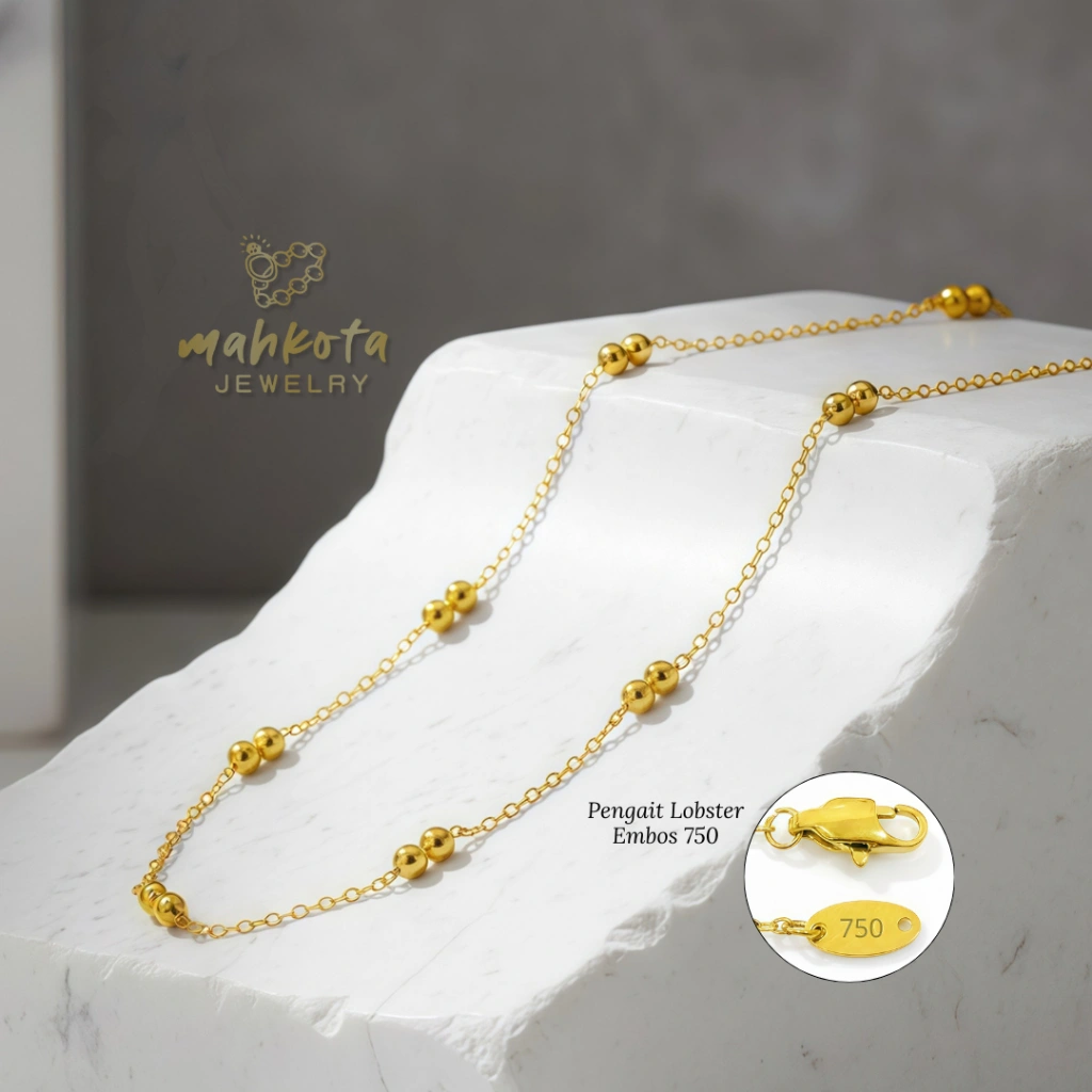 K327 Kalung Remaja Dewasa Liontin Rantai Boba Elegan Cantik - Aksesoris Perhiasan Titanium Wanita - Embos 750 - Anti Alergi Tidak Luntur - Fashion Korean Style - Aman Dipakai Mandi & Tahan Dari Terkena Lotion - Cocok Untuk Kado Pacar - Aestetic Minimalis