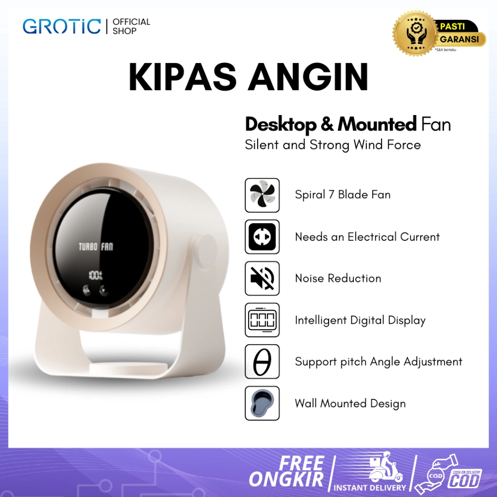 GROTIC BUY 1 GET 1  Kipas Angin Meja Listrik & Dinding Portable 10 inch Mini Fan Desk Angin Kencang Tidak Berisik