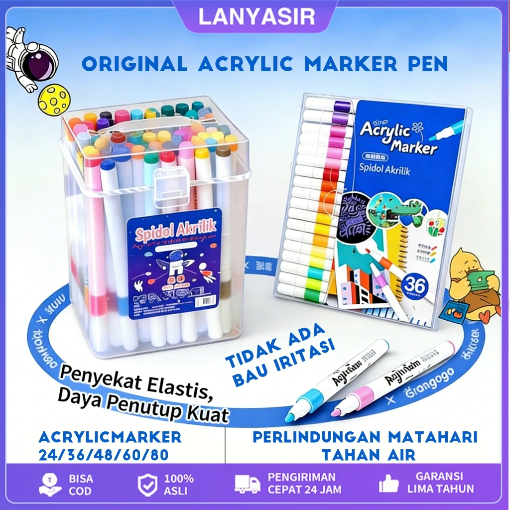 COD Hightune Acrylic Marker Set Spidol Akrilik DIY Painting Spidol Pastel Pulpen Highlight Drawing Warna