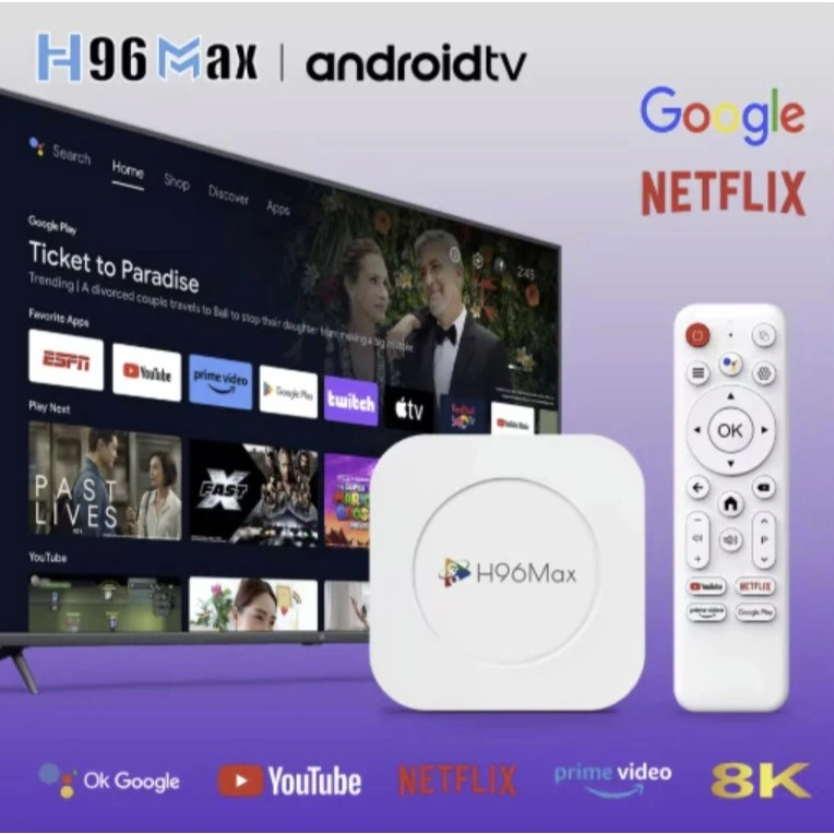 SMARTCOM Android Tv Box H96 Max M1 PLUS Android 13 Ram 4GB Rom 64GB Wifi 5G/2.4G Smart Tv Box 8K Ultra HD