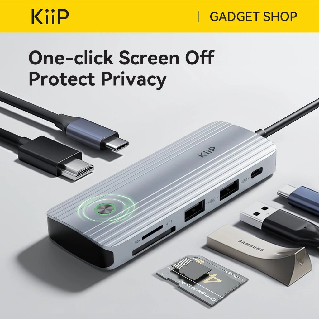 KiiP Metal Gleam Series HUB Docking Station All In One USB Type C To HDMI 4K 60Hz PD 100W SD/TF 3.0 5Gbps Data Transfer