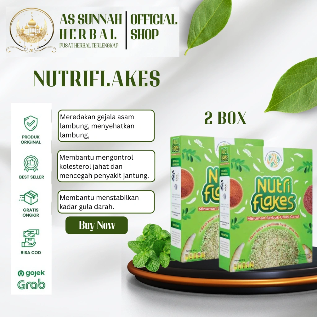 PAKET 2 BOX - NUTRIFLAKES Sereal Umbi Garut Ampuh Mengatasi Asam Lambung Original