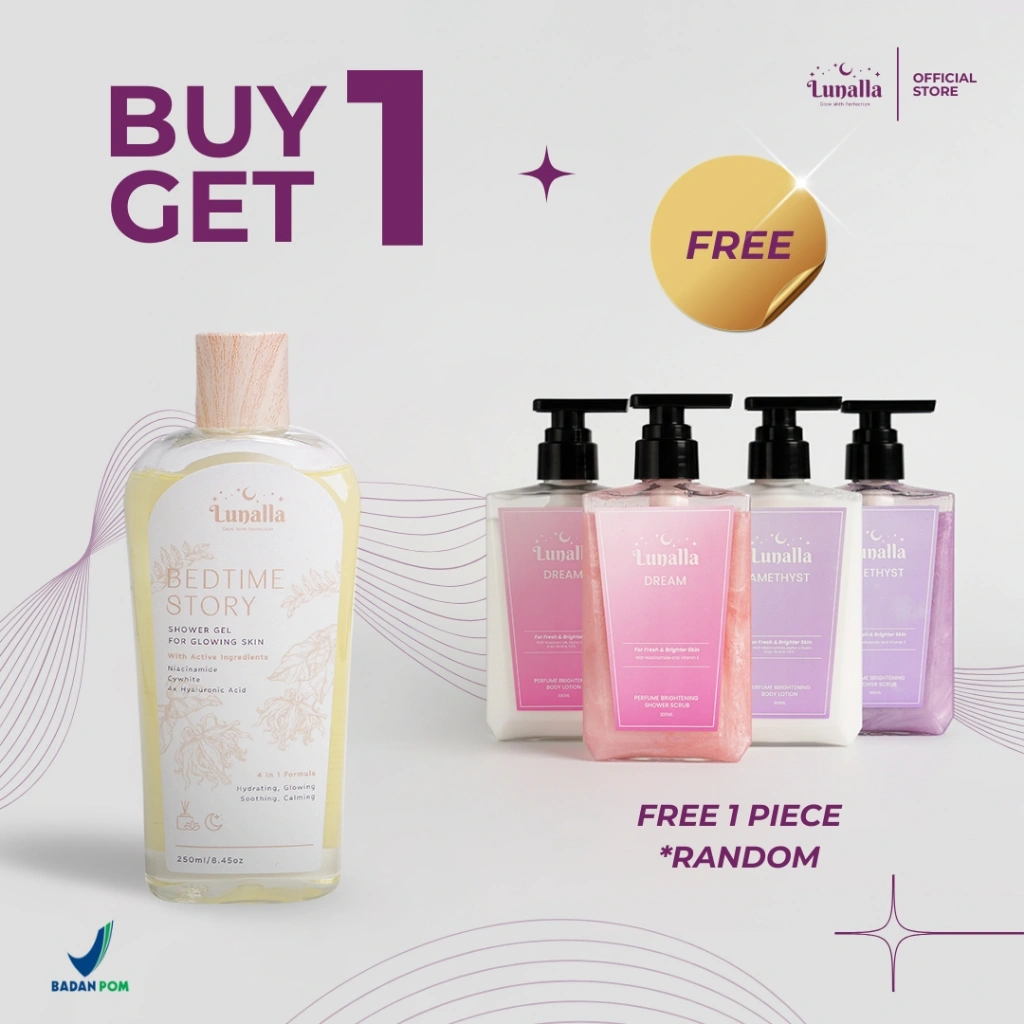 LUNALLA Bedtime Story Shower Gel 250ml - Sabun Mandi Cair Aromaterapi | Body Wash Memutihkan Brightening