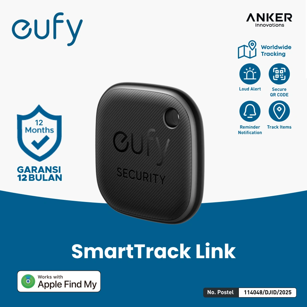 Eufy Security by Anker SmartTrack Link (Black, 1-Pack), Android not Supported, Works with Apple Find My (iOS only), Key Finder, Bluetooth Tracker for Earbuds and Luggage, Phone Finder, Water Resistant - T87B0