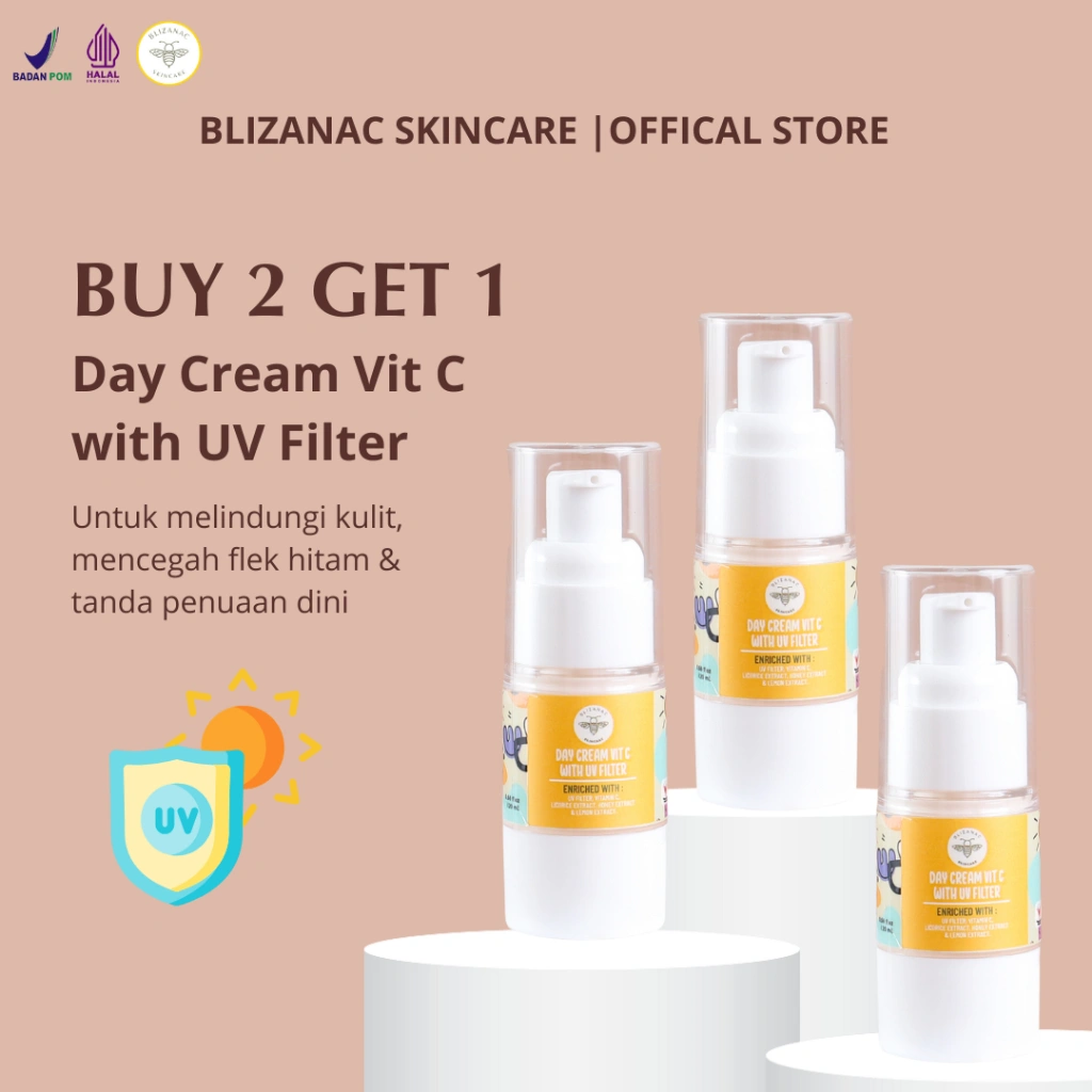 BLIZANAC SKINCARE BUY 2 GET 1 Day Cream Vit C with UV Filter 20ml