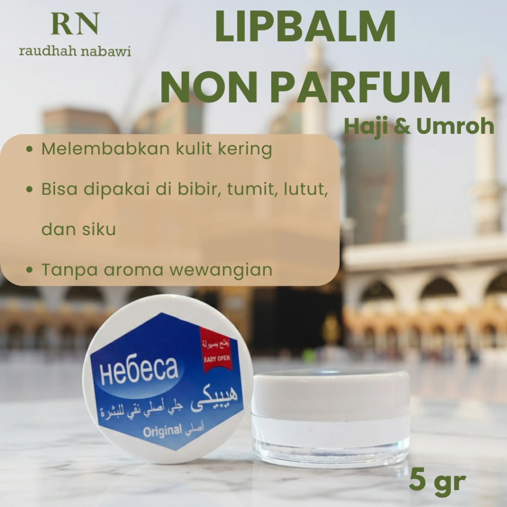 RAUDHAH NABAWI Lipbalm Hebeca Pelembab Bibir 5 gr Treatment Masker Bibir Perlengkapan Haji dan Umroh