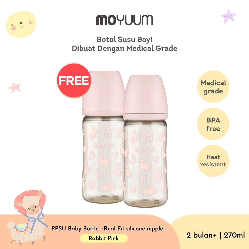 [BUY 1 GET 1 FREE] Moyuum Baby Bottle Rabbit - Botol Bayi PPSU BPA Free