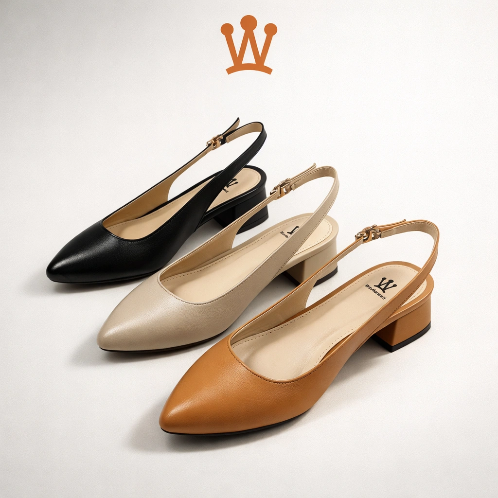 Workswell Megumi Mules / Sling Back Wanita Hak 4 cm