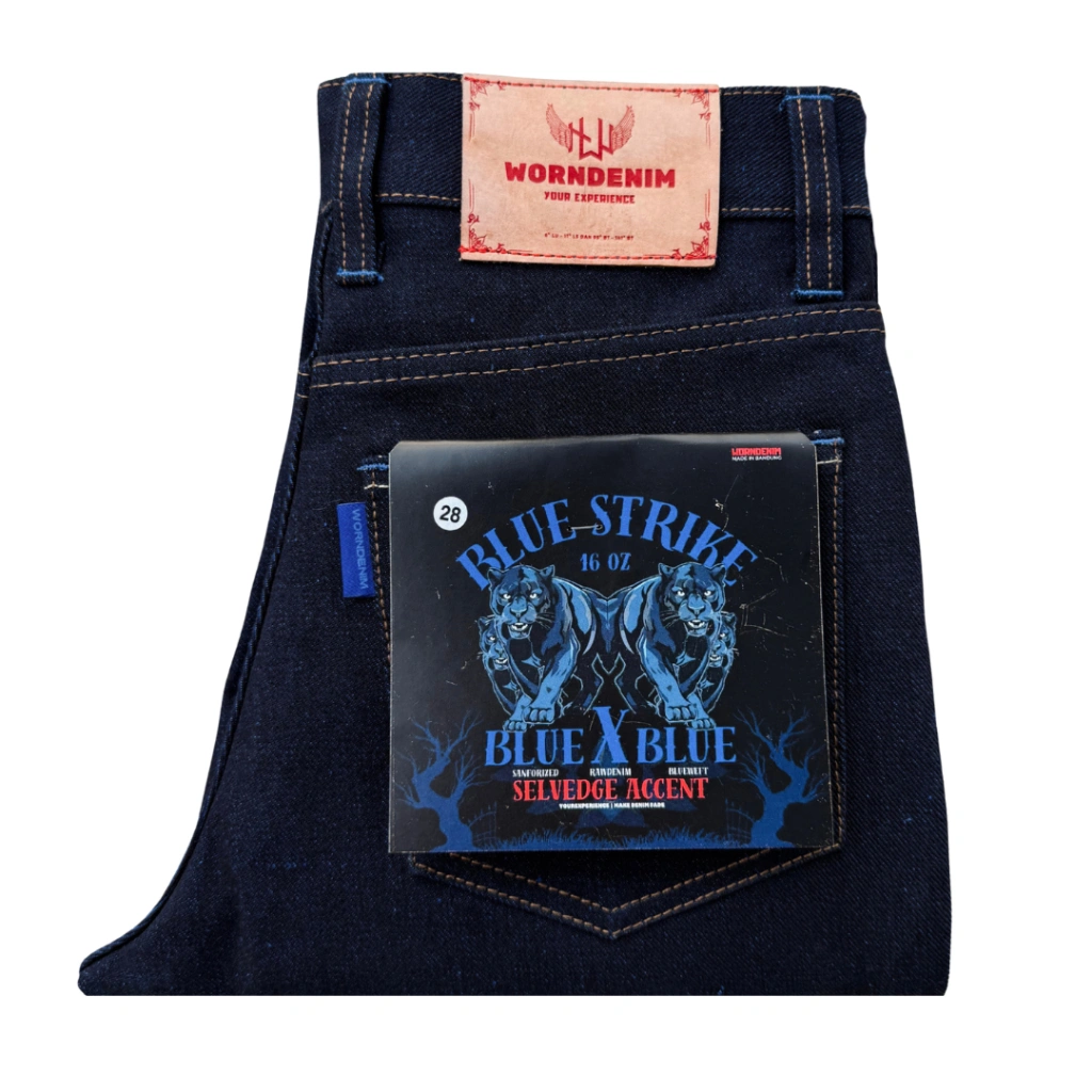 WORNDENIM BlueStrike Series Raw Denim 16 Oz Hidden Arcuate Buttonfly Sanforized Slimstright Nonstretch