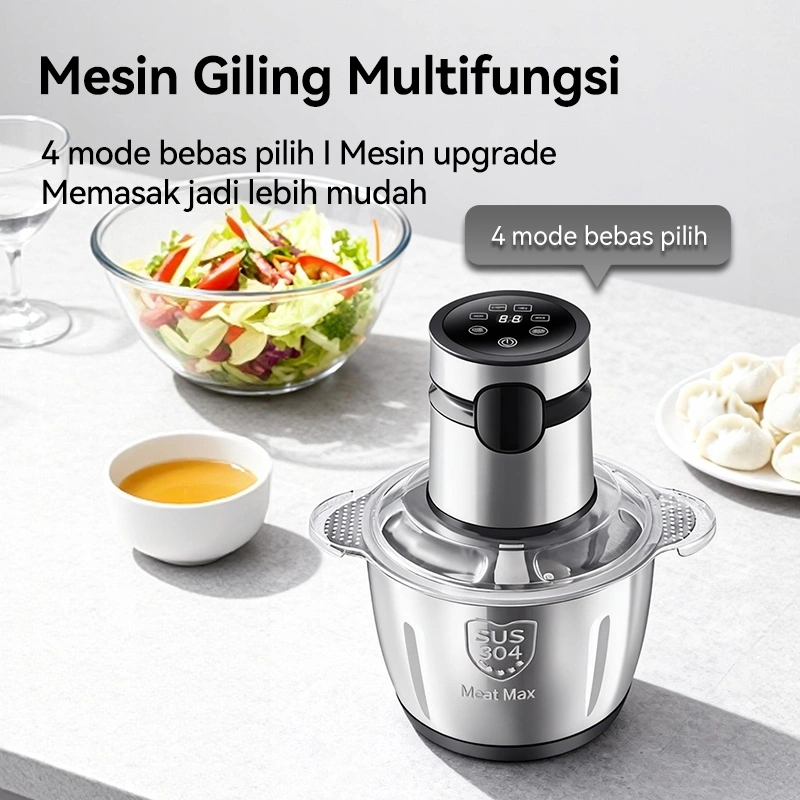 BASIKE Blender Chopper Multifungsi Dapat Dilepas Kapasitas Besar untuk Giling Daging, Bumbu, Buah