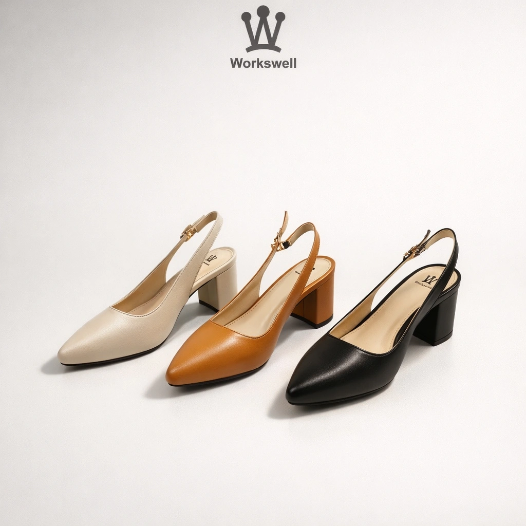 Workswell Aina Mules / Sling Back Wanita Hak 6 cm