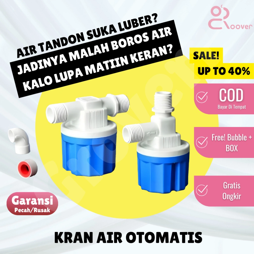 Kran Air Otomatis Pelampung Toren Tandon Bak Mandi 1/2,3/4 inch Sensor Water Control Vertikal Horizontal Fleksibel Automatic High Quality