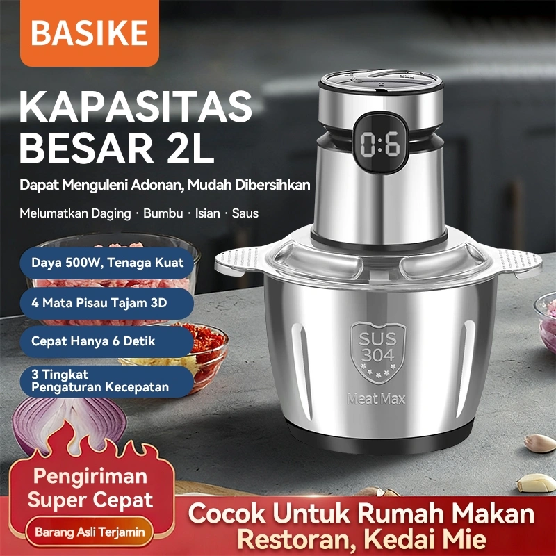 BASIKE Blender Chopper Multifungsi Kapasitas Besar Solusi untuk Giling Daging, Bumbu, Buah di Rumah