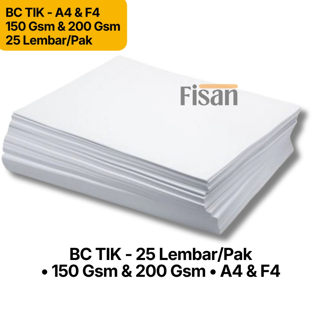 Kertas BC Tik A4 & F4 – 150gsm / 200gsm Isi 25 Lembar | Kertas Undangan Tebal Cetak & Craft