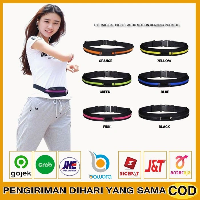 Tas Pinggang Hp Jogging Lari Sport Bag Running Belt Pria Wanita olahraga Flexibel