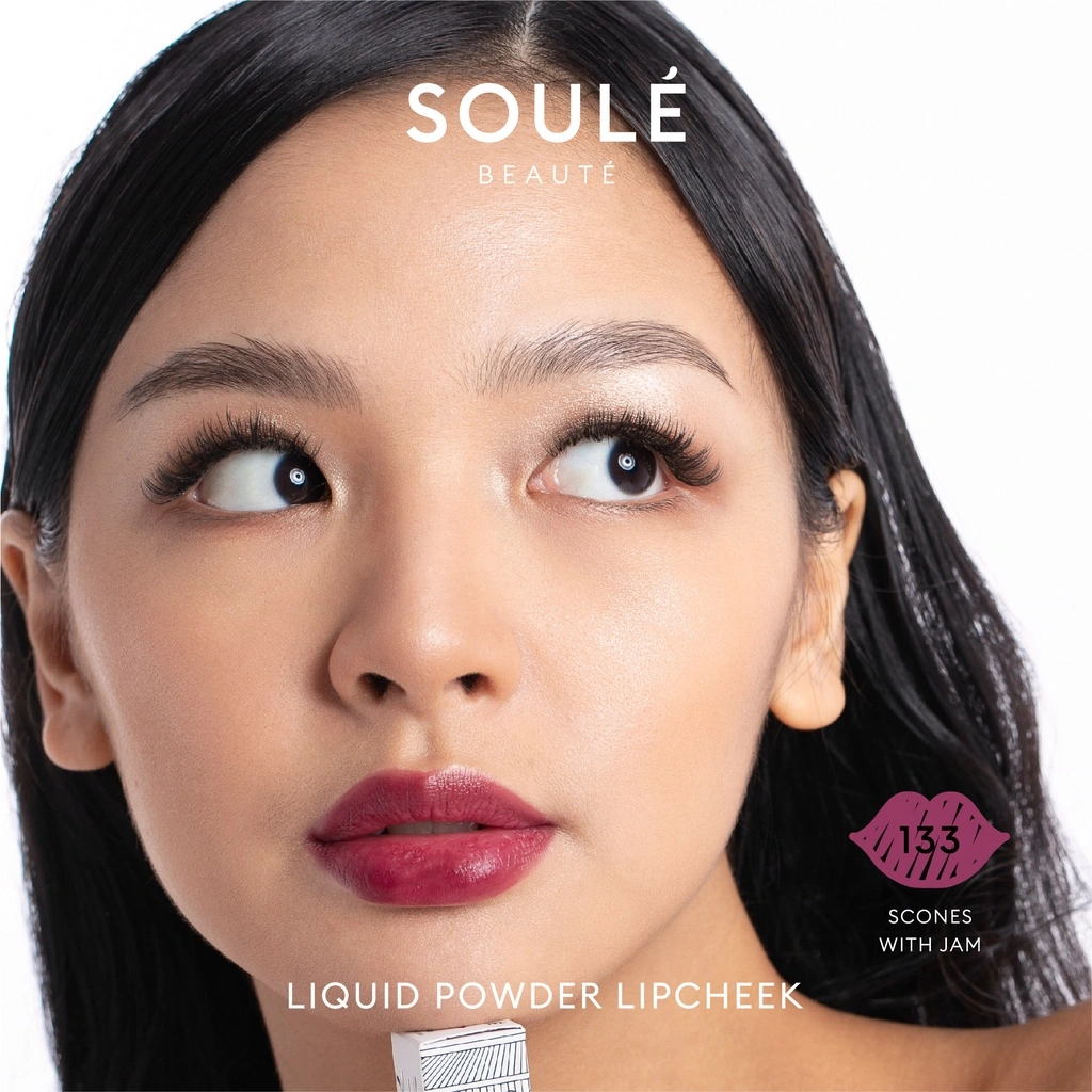 SOULE BEAUTE Liquid Powder Lipcheek - Scones with Jam #133 - Moisturizing Velvet Tint