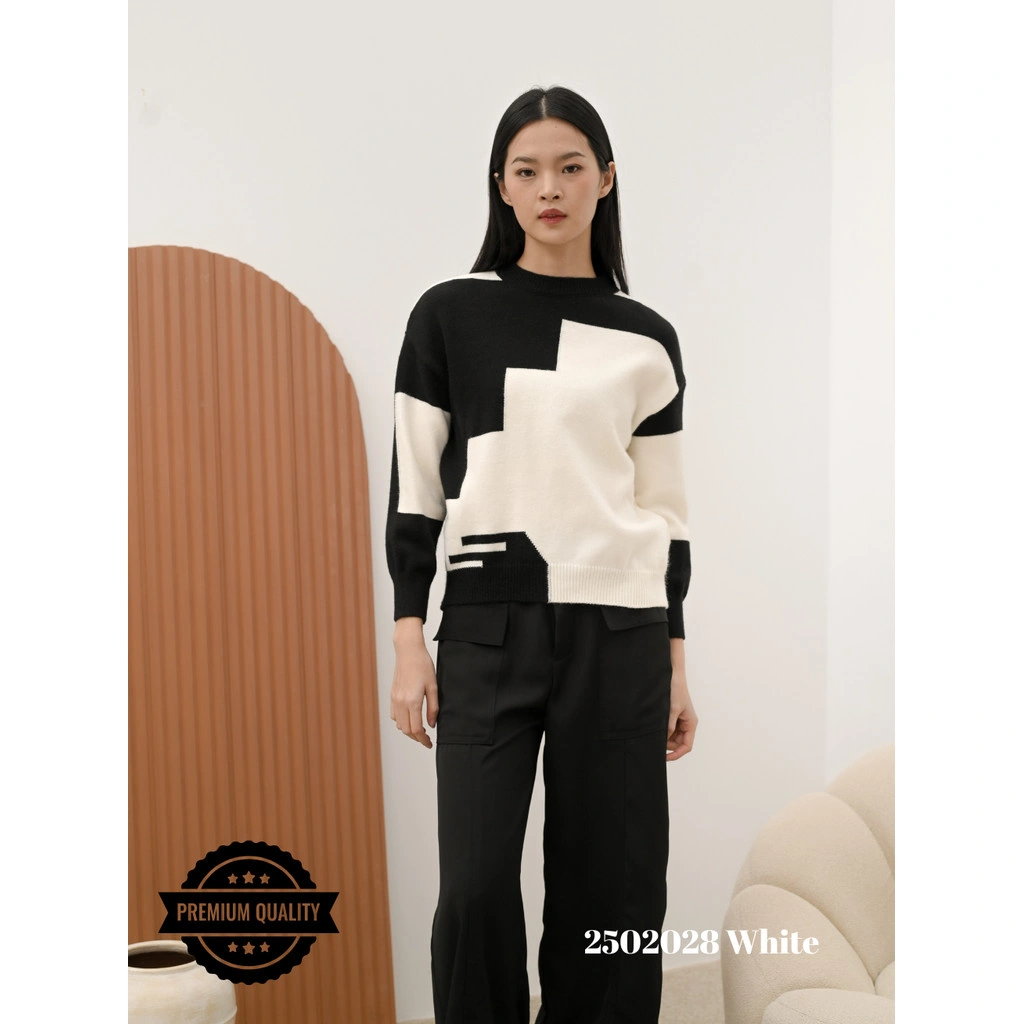 Cammomile 2502028 v26 Rajut Lengan panjang kombi warna korean style
