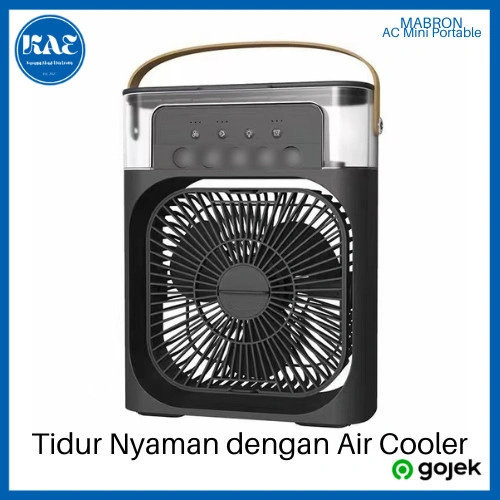 Air Cooler Mini Fan AC 3 Speed Mabron Kipas Angin Penyejuk dengan Kapasitas Tangki 600 ml 7 Warna Lampu RGB Timer 3 Jam Shutdown - Putih