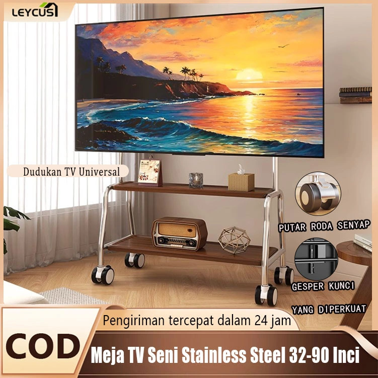 LEYCUS Bracket Standing TV 32-85 inch Trolley Gantungan TV Televisi Stand with Tray Adjustable Universal Bracket