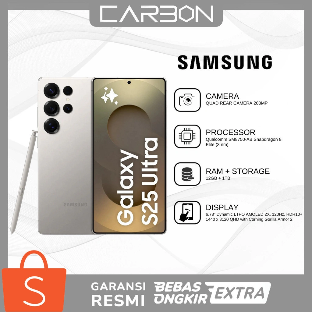 [NEW LAUNCH] SAMSUNG Galaxy S25 Ultra 12/512GB Online Exclusive Color - Titanium Jetblack | Smartphone AI | Galaxy AI | Kamera 200MP | Prosesor Snapdragon 8 Elite | S Pen