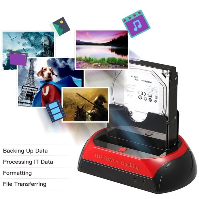 SMARTCOM IDE SATA Docking USB 2.0 Dual Sata 2,5"/3,5" External SSD HDD Docking Station Original