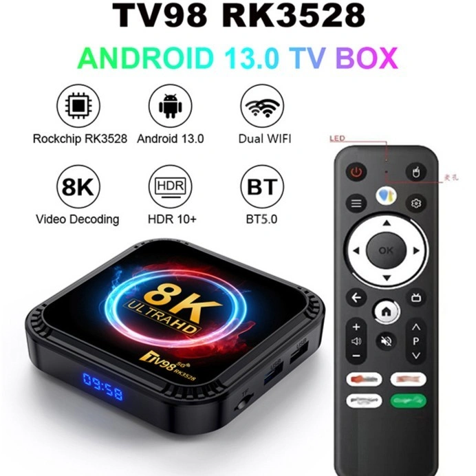SMARTCOM Android Smart Tv Box RAM 4GB ROM 64GB 8K HD TV98Rk3528 Unlock Quad Core Wifi 6 Garansi Original