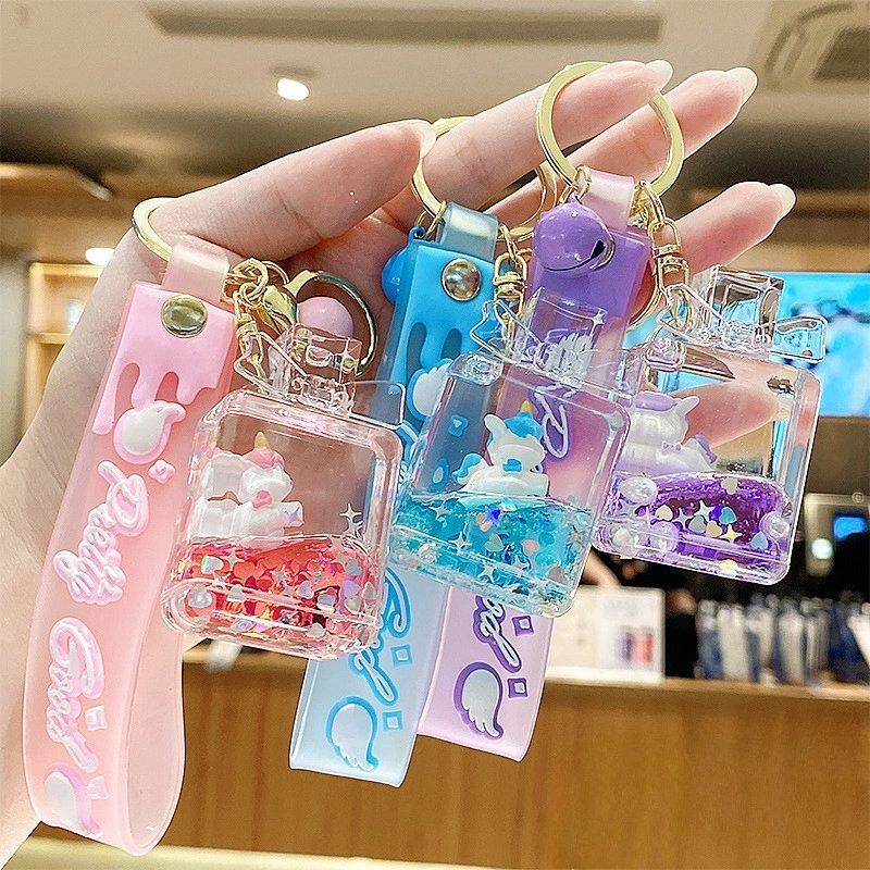 Gantungan Kunci Unicorn Botol Parfum Mini Berisi Cairan Wangi, Aksesori Tas Couple & Gantungan Kunci yang Elegan dan Modis