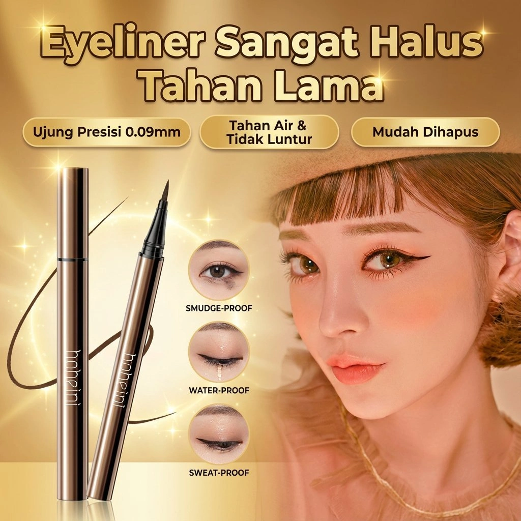 Eyeliner Ultra Tipis 0.09mm Waterproof & Anti Smudge - Formula Gel Liquid Tahan 24 Jam, Mudah Dilepas, Cocok untuk Pemula & Profesional | Pensil Alis Cair, Eyeline Waterproof, Kosmetik Tahan Lama - Eyeliner Lasting, Quick-drying Easy Makeup Removal