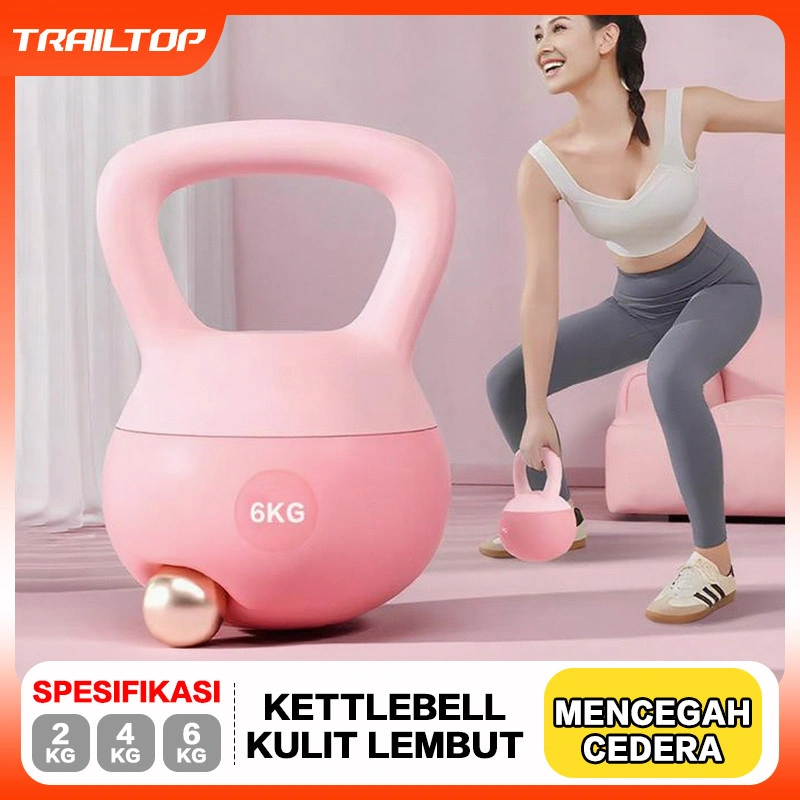 TrailTop Kettlebell Wanita Dumbbell 2/4/6KG Kulit Lembut Anti Slip Tidak Berbau Alat Olahraga Di Rumah
