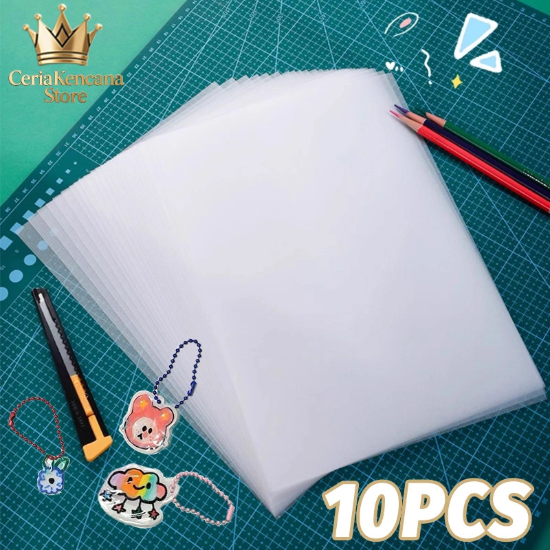 Isi 10 pcs Kertas Shrink Dengan Panas A4, 0.3mm DIY CRAFT Shrink Paper Shrinky Dink Plastic