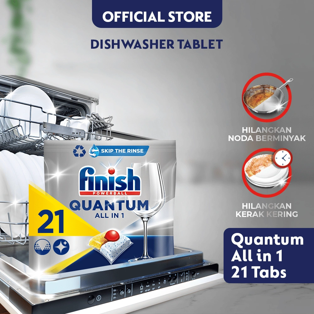 Finish Quantum Dishwasher Machine Tablet 21 Tabs - Sabun Mesin Cuci Piring Otomatis