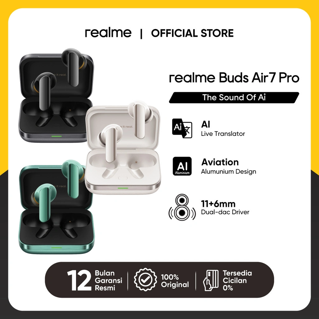 realme Buds Air7 Pro (AI Live Translator | Aviation Aluminum Design | 11+6mm Dual-dac driver)