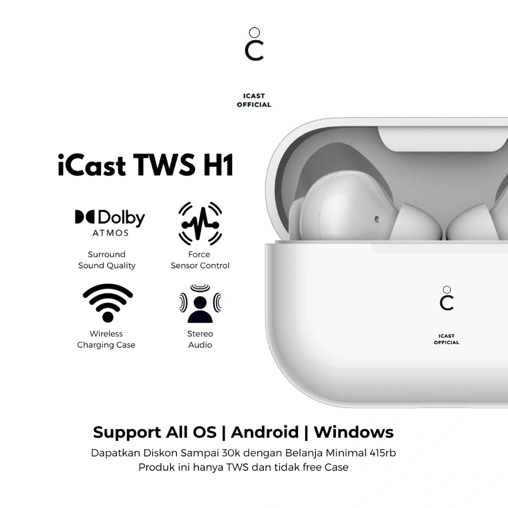 iCast TWS Pro H1 Edition Final Upgrade Wireless Charging [Pop Up + Serial Detected] By iCast