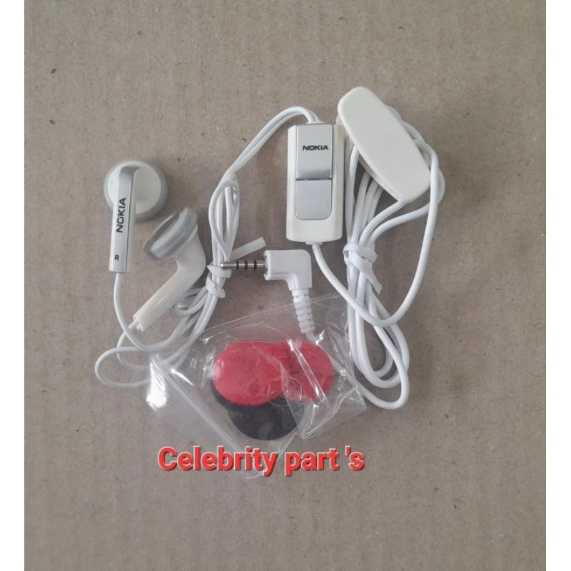 HEADSET EARPHONE NOKIA 5300 6300 6600 3110 JACK KECIL HANDSFREE NOKIA E63 E72 ASHA LUMIA JACK BESAR