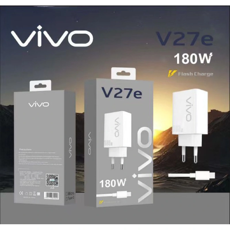 Charger Ori 100% vivo V27E 180W 5G flash charge Support FastCharging super Vooc kompatible semua hp smartphone